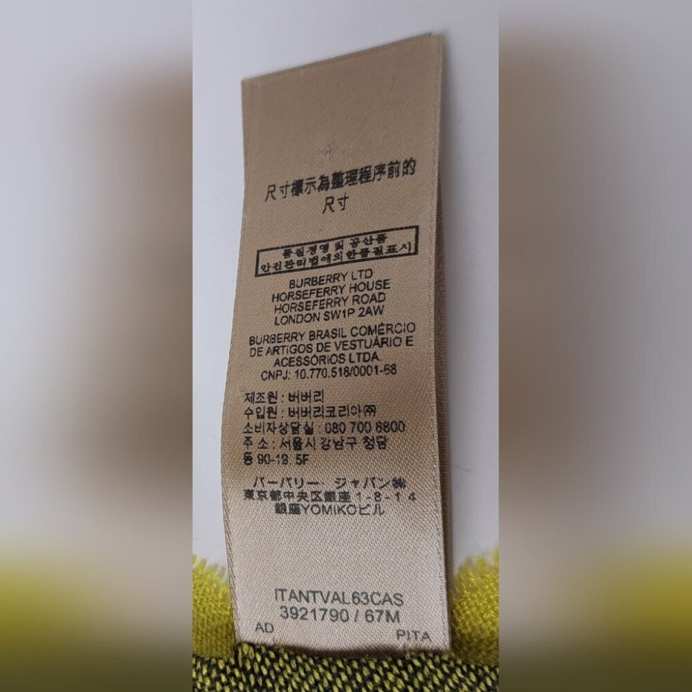 Burberry Women's Scarf Yellow Black Nova Check Silk Cashmere Italy 70" x 20" - Picture 5 of 15